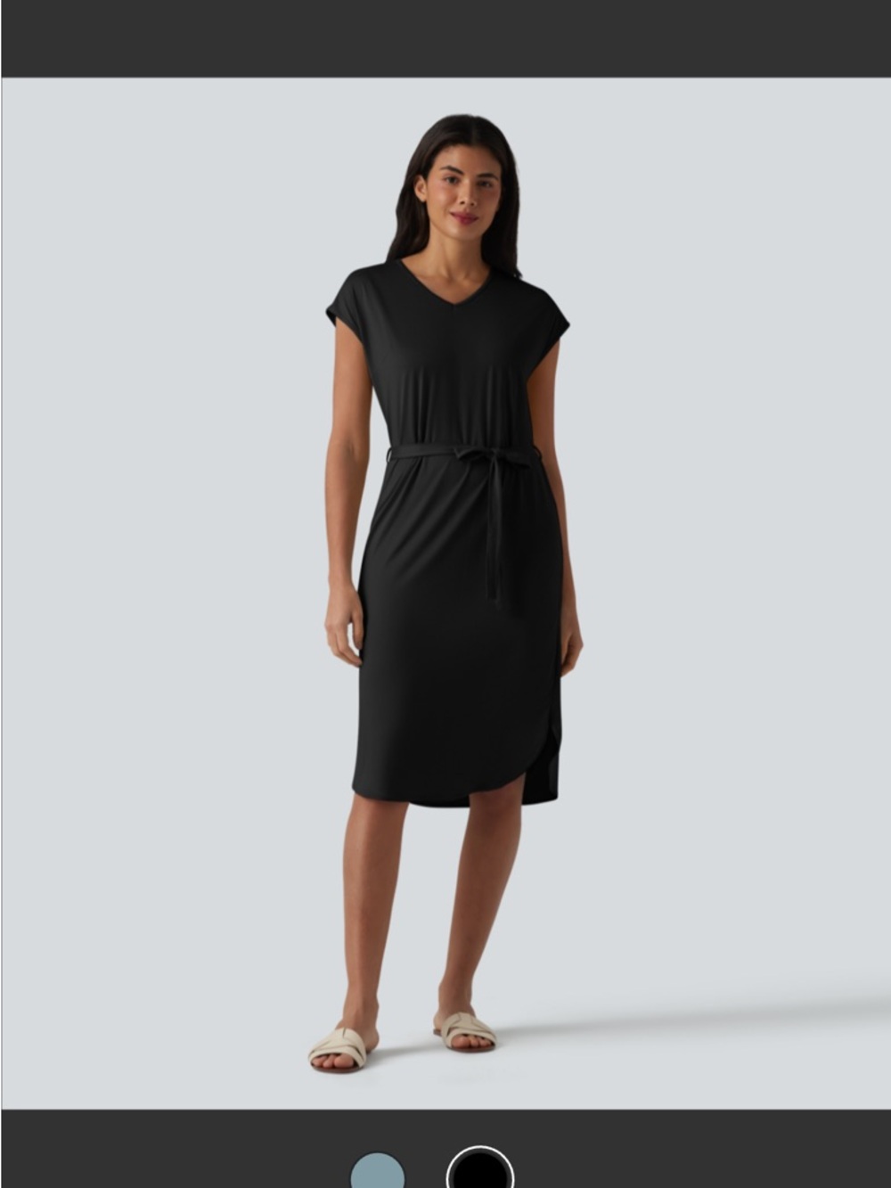 HALARA NWT V-neck Short Sleeve Belted Curved Hem Casual T-Shirt Dress size L